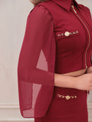 Andy/GLAMOROUS/GMS-V825/キャバドレス/ミニドレス/タイト/セットアップ/襟付き/スリーブ/フロントジップ/袖あり