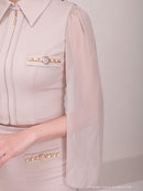 Andy/GLAMOROUS/GMS-V825/キャバドレス/ミニドレス/タイト/セットアップ/襟付き/スリーブ/フロントジップ/袖あり