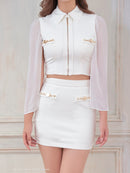 Andy/GLAMOROUS/GMS-V825/キャバドレス/ミニドレス/タイト/セットアップ/襟付き/スリーブ/フロントジップ/袖あり