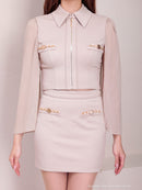 Andy/GLAMOROUS/GMS-V825/キャバドレス/ミニドレス/タイト/セットアップ/襟付き/スリーブ/フロントジップ/袖あり