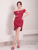 GLAMOROUS/GMS-V831/ナイトドレス/ミニドレス/キャバドレス/オフショルダー/タイト/ワンカラー/タイトドレス/ストレッチ