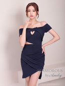 GLAMOROUS/GMS-V831/ナイトドレス/ミニドレス/キャバドレス/オフショルダー/タイト/ワンカラー/タイトドレス/ストレッチ