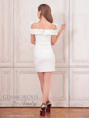 Andy/GLAMOROUS/GMS-V833/キャバドレス/ミニドレス/タイト/ショルダーリボン/両肩リボン/オフショル/ フロントジップ/ワンカラー/スリット