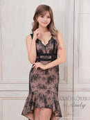 Andy/GLAMOROUS/GMS-V838/ワンピース/ミディアム/キャバドレス/マーメイド/フリル/レース/ノースリーブ/ストレッチ/タイト