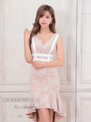 Andy/GLAMOROUS/GMS-V838/ワンピース/ミディアム/キャバドレス/マーメイド/フリル/レース/ノースリーブ/ストレッチ/タイト