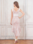 Andy/GLAMOROUS/GMS-V838/ワンピース/ミディアム/キャバドレス/マーメイド/フリル/レース/ノースリーブ/ストレッチ/タイト