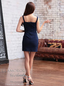 Andy/GLAMOROUS/GMS-V842/ワンピース/ミニドレス/キャバドレス/チェーンパイピング/フロントジップ/ベルト/ノースリーブ/ストレッチ/タイト