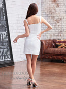 Andy/GLAMOROUS/GMS-V842/ワンピース/ミニドレス/キャバドレス/チェーンパイピング/フロントジップ/ベルト/ノースリーブ/ストレッチ/タイト