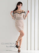 Andy/GLAMOROUS/GMS-V854/ワンピース/ミニドレス/キャバドレス/フロントジップ/オフショル/袖あり/リボン/タイト