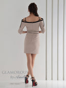 Andy/GLAMOROUS/GMS-V854/ワンピース/ミニドレス/キャバドレス/フロントジップ/オフショル/袖あり/リボン/タイト