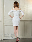 Andy/GLAMOROUS/GMS-V857/ワンピース/ミニドレス/キャバドレス/フロントジッパー/オフショル/袖あり/ハーフスリーブ/ストレッチ/タイト