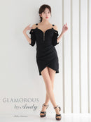 Andy/GLAMOROUS/GMS-V857/ワンピース/ミニドレス/キャバドレス/フロントジッパー/オフショル/袖あり/ハーフスリーブ/ストレッチ/タイト