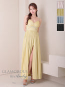 Andy/GLAMOROUS/GMS-V870/ワンピース/ロングドレス/キャバドレス/ビジュー/ラメ/プリーツ/キャミソール/スリット/ストレッチ/フレア