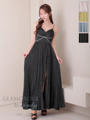 Andy/GLAMOROUS/GMS-V870/ワンピース/ロングドレス/キャバドレス/ビジュー/ラメ/プリーツ/キャミソール/スリット/ストレッチ/フレア