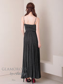 Andy/GLAMOROUS/GMS-V870/ワンピース/ロングドレス/キャバドレス/ビジュー/ラメ/プリーツ/キャミソール/スリット/ストレッチ/フレア