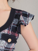 Andy/AN-OK2806/ワンピース/ミニドレス/キャバドレス/チェック/袖フリル/レース/ボタン