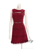 Andy/AN-ON2915/ワンピース/ミニドレス/キャバドレス/ワンカラー/カットアウト/ノースリーブ/レース/フレア