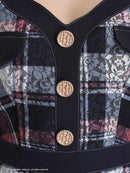 Andy/AN-OK2806/ワンピース/ミニドレス/キャバドレス/チェック/袖フリル/レース/ボタン