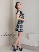 Andy/AN-OK2806/ワンピース/ミニドレス/キャバドレス/チェック/袖フリル/レース/ボタン
