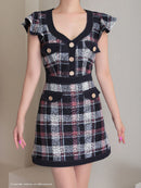 Andy/AN-OK2806/ワンピース/ミニドレス/キャバドレス/チェック/袖フリル/レース/ボタン