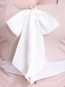 Andy/AN-ON2926/セットアップ/ミニドレス/キャバドレス/シフォン/リボン/バイカラー/切り替え/半袖/袖あり/タイト