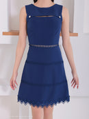 Andy/AN-ON2915/ワンピース/ミニドレス/キャバドレス/ワンカラー/カットアウト/ノースリーブ/レース/フレア