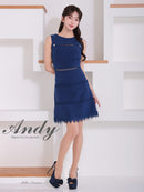 Andy/AN-ON2915/ワンピース/ミニドレス/キャバドレス/ワンカラー/カットアウト/ノースリーブ/レース/フレア