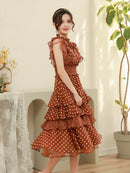 ERUKEI/L1208/ワンピース/パーティ/結婚式/二次会/ナイトドレス/キャバドレス/ミディアムドレス/ドット柄