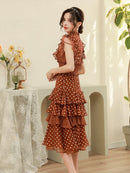 ERUKEI/L1208/ワンピース/パーティ/結婚式/二次会/ナイトドレス/キャバドレス/ミディアムドレス/ドット柄