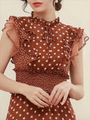 ERUKEI/L1208/ワンピース/パーティ/結婚式/二次会/ナイトドレス/キャバドレス/ミディアムドレス/ドット柄