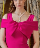 ERUKEI/エルケイ/17045/ナイトドレス/ワンピース/ドレス/キャバドレス/パーティー/タイト/袖あり/プリント/花柄/オレンジ/結婚式/KT