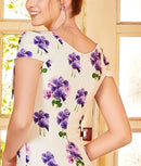 ERUKEI/エルケイ/17045/ナイトドレス/ワンピース/ドレス/キャバドレス/パーティー/タイト/袖あり/プリント/花柄/オレンジ/結婚式/KT