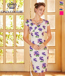 ERUKEI/エルケイ/17045/ナイトドレス/ワンピース/ドレス/キャバドレス/パーティー/タイト/袖あり/プリント/花柄/オレンジ/結婚式/KT