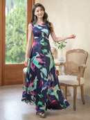 ERUKEI/31015/ワンピース/ロングドレス/プリント/クルーズ船/ドレス/ドレスコード/演奏会/パーティー