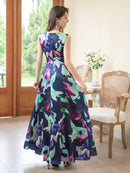 ERUKEI/31015/ワンピース/ロングドレス/プリント/クルーズ船/ドレス/ドレスコード/演奏会/パーティー