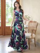 ERUKEI/31015/ワンピース/ロングドレス/プリント/クルーズ船/ドレス/ドレスコード/演奏会/パーティー