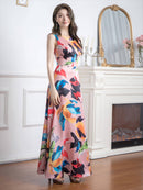 ERUKEI/31015/ワンピース/ロングドレス/プリント/クルーズ船/ドレス/ドレスコード/演奏会/パーティー