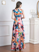 ERUKEI/31015/ワンピース/ロングドレス/プリント/クルーズ船/ドレス/ドレスコード/演奏会/パーティー