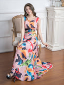 ERUKEI/31015/ワンピース/ロングドレス/プリント/クルーズ船/ドレス/ドレスコード/演奏会/パーティー