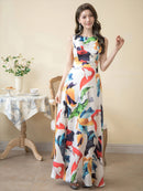 ERUKEI/31015/ワンピース/ロングドレス/プリント/クルーズ船/ドレス/ドレスコード/演奏会/パーティー