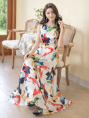 ERUKEI/31015/ワンピース/ロングドレス/プリント/クルーズ船/ドレス/ドレスコード/演奏会/パーティー