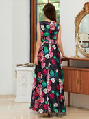 ERUKEI/33015A/ロングワンピース/パーティ/結婚式/ナイトドレス/花柄/プリント/ドレス