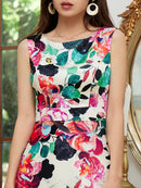 ERUKEI/33015A/ロングワンピース/パーティ/結婚式/ナイトドレス/花柄/プリント/ドレス