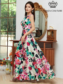 ERUKEI/33015A/ロングワンピース/パーティ/結婚式/ナイトドレス/花柄/プリント/ドレス