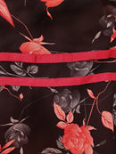 ERUKEI/C22014/エルケイ/ミディアムドレス/パーティードレス/ミニドレス/レッド/花柄/フリルリーブ/ハイウエスト/Aライン/ワンピース