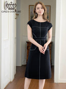 ERUKEI/C22086/ワンピース/ミディアム丈/シンプル/オフィスコーデ/フレンチスリーブ