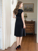 ERUKEI/C22086/ワンピース/ミディアム丈/シンプル/オフィスコーデ/フレンチスリーブ