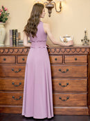 ERUKEI/C22165/首元フリル/ワンカラー/シンプル/ウエストマーク/マキシ/ノースリーブ/Aライン/ロングドレス/