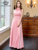 ERUKEI/C22165/首元フリル/ワンカラー/シンプル/ウエストマーク/マキシ/ノースリーブ/Aライン/ロングドレス/