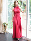 ERUKEI/C22165/首元フリル/ワンカラー/シンプル/ウエストマーク/マキシ/ノースリーブ/Aライン/ロングドレス/